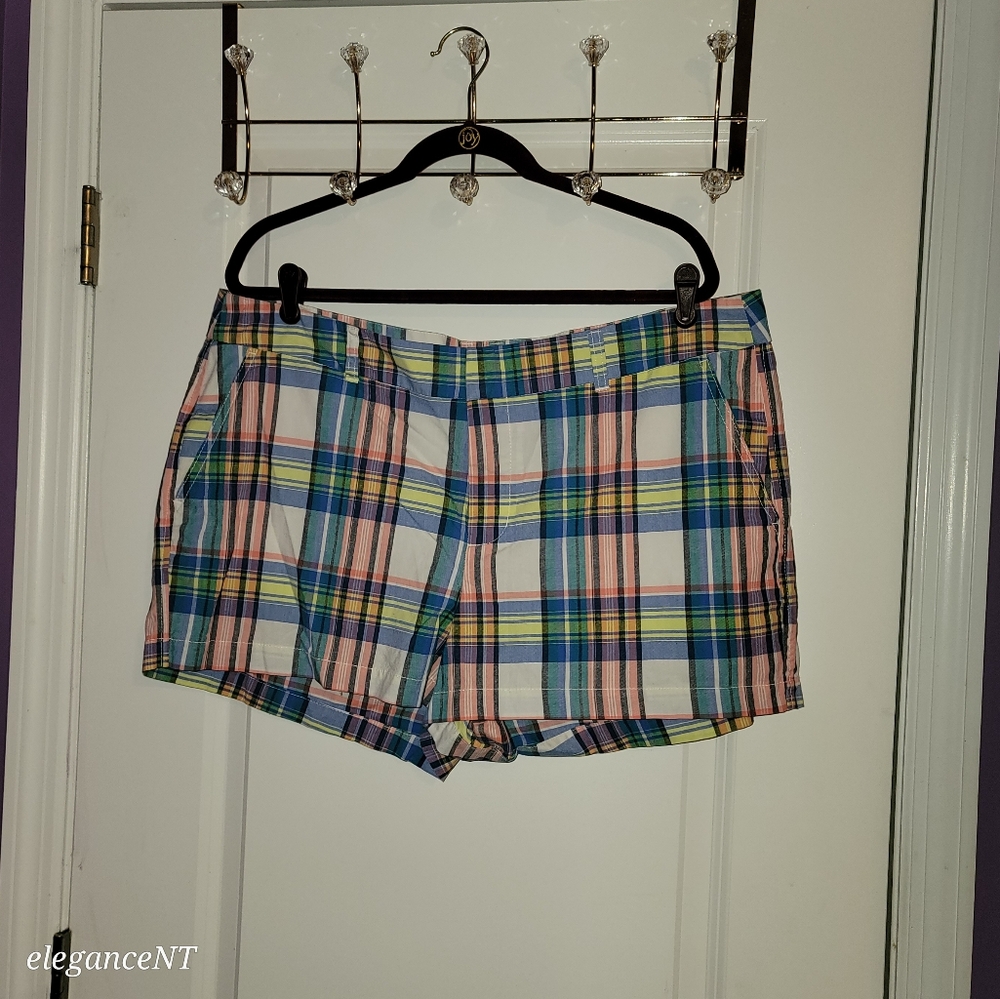 GAP  Pink/Blue Plaid Khaki Lightweight  Summer Shorts Sz: 16 NWT